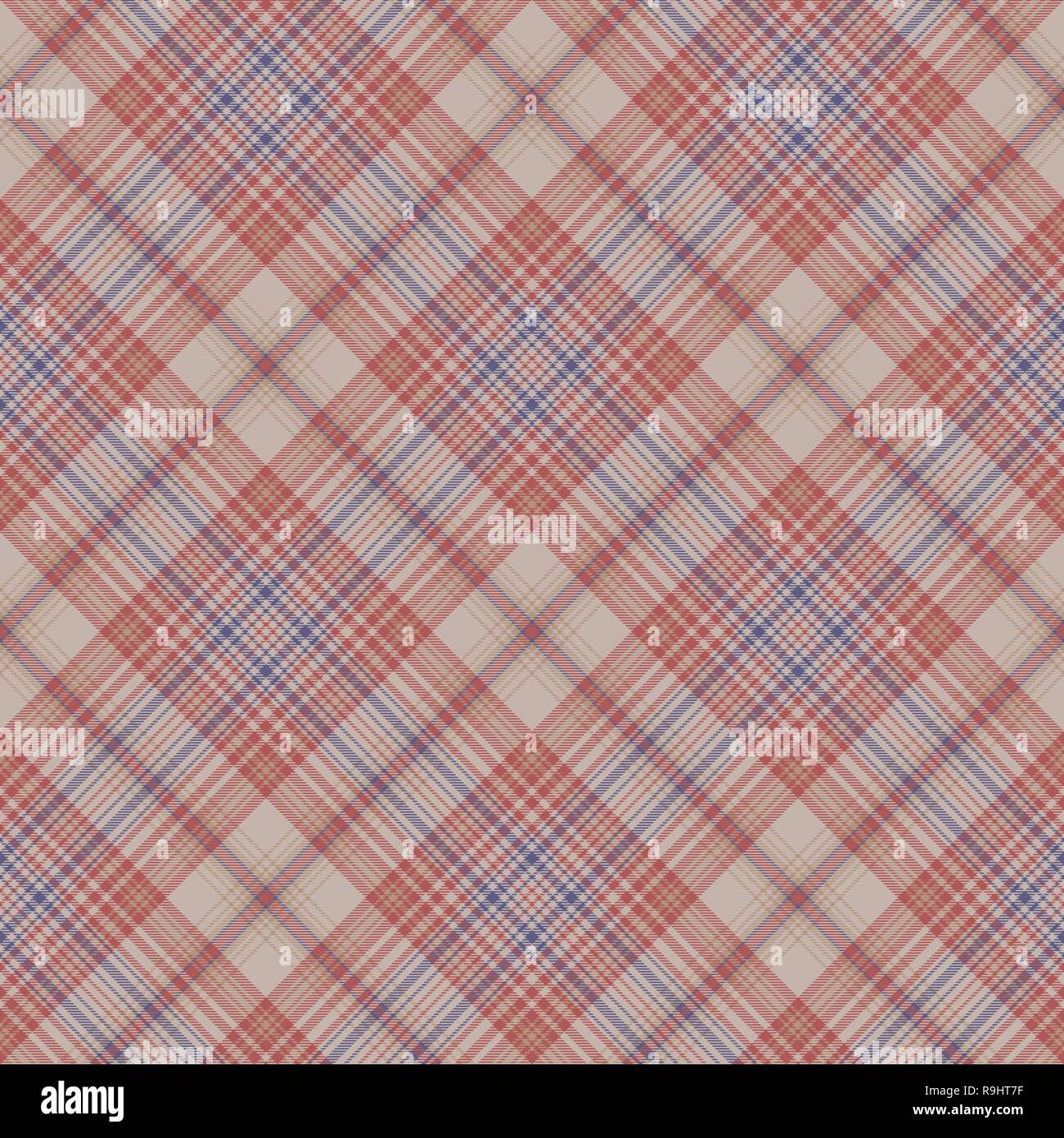 Vintage plaid fabric texture seamless pattern. Vector illustration