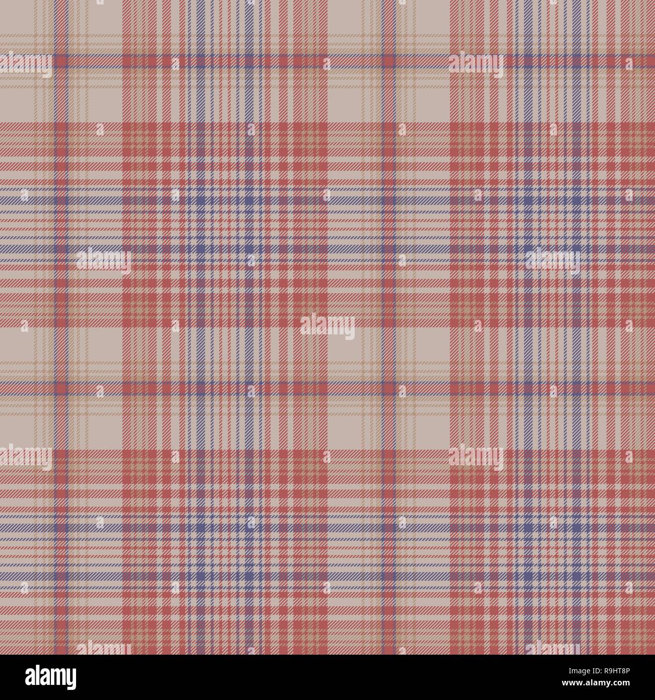 Vintage plaid fabric texture seamless pattern. Vector illustration