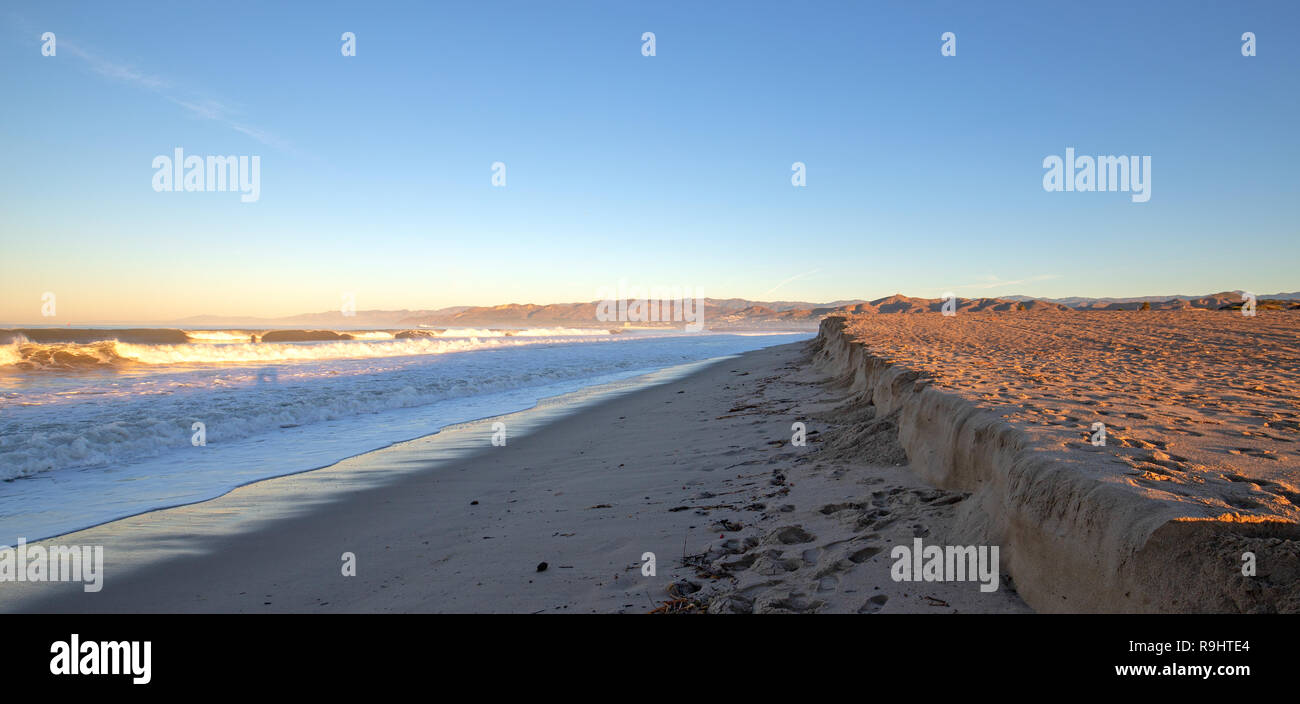 Surfers Knoll beach with tidal erosion at Ventura California United States Stock Photo