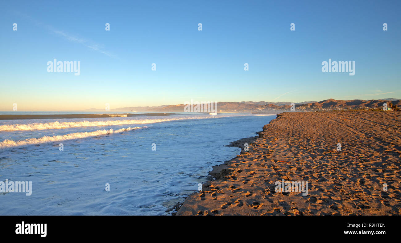 Gold Coast Surfers Knoll beach with tidal erosion at Ventura California United States Stock Photo