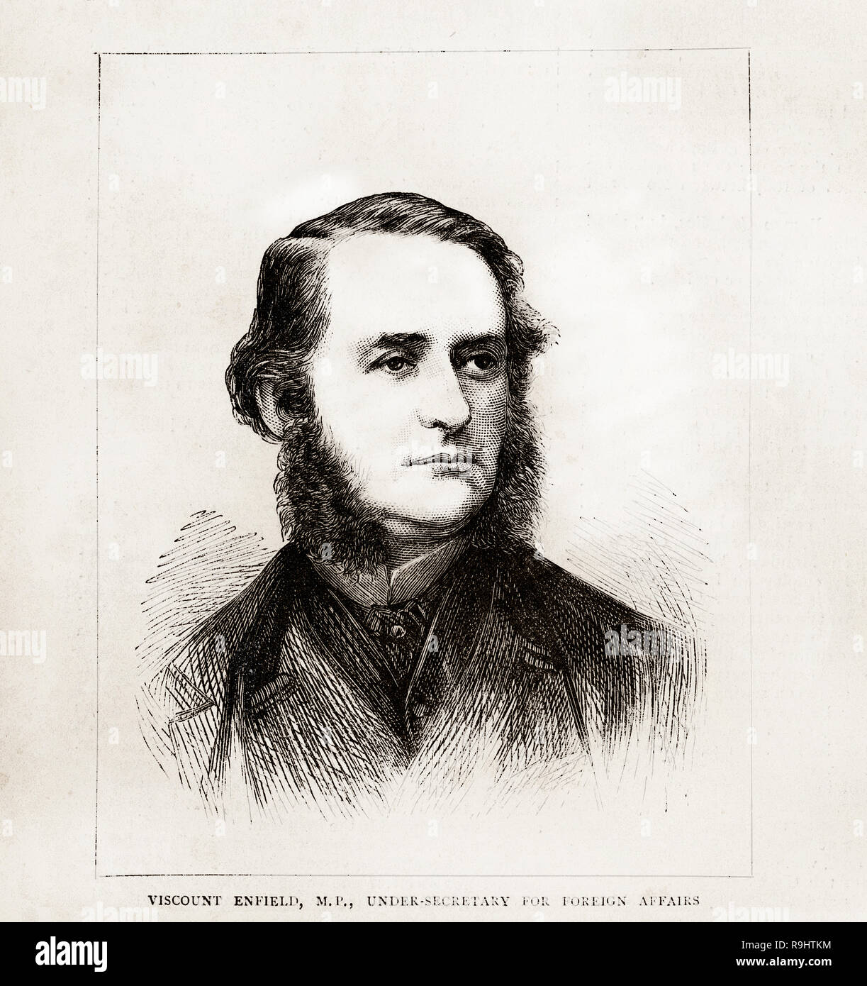 Engraving of Viscount Enfield from The Graphic newspaper march 1871 Stock Photo