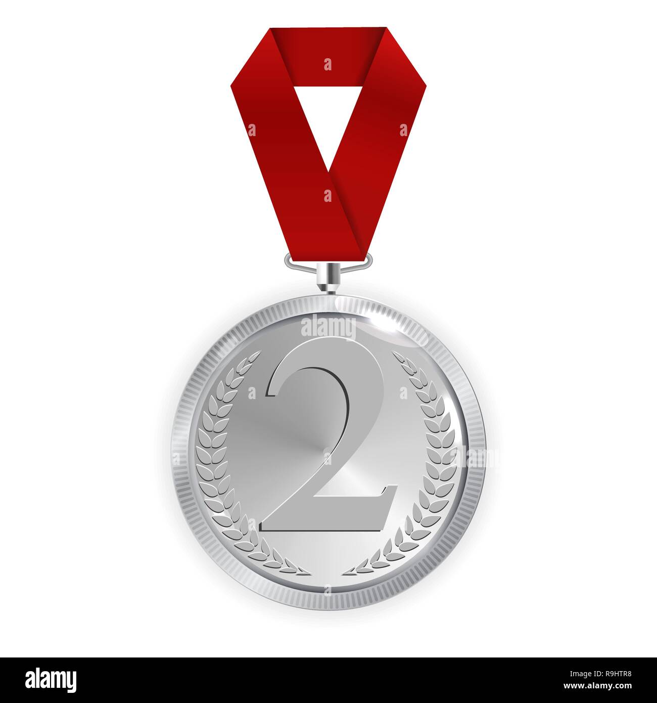 Champion Art Silver Medal With Red Ribbon Icon Sign Second Place Isolated On Transparent Background Vector Illustration Eps10 Stock Vector Image Art Alamy