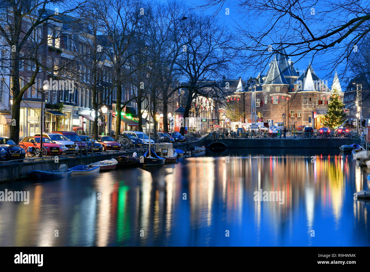 Amsterdam at sunset, nightscapes Stock Photo Alamy
