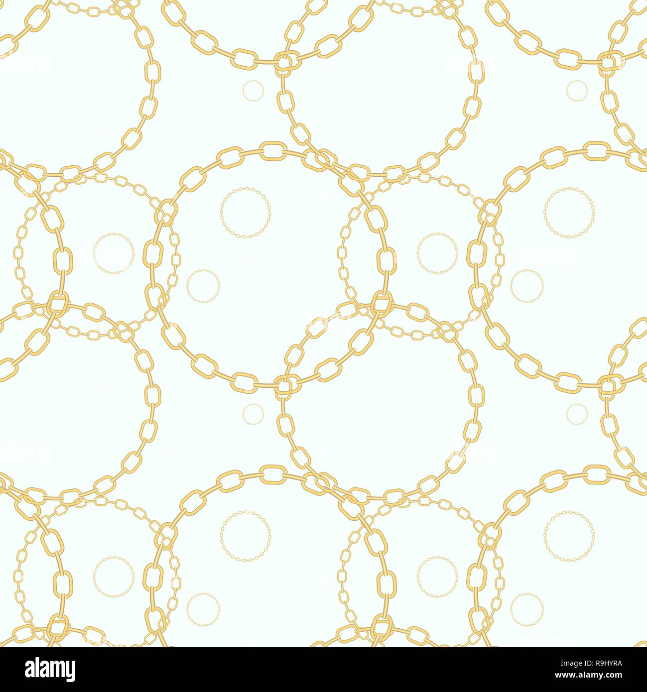 Elegant vector seamless pattern with beautiful realistic golden chains ...