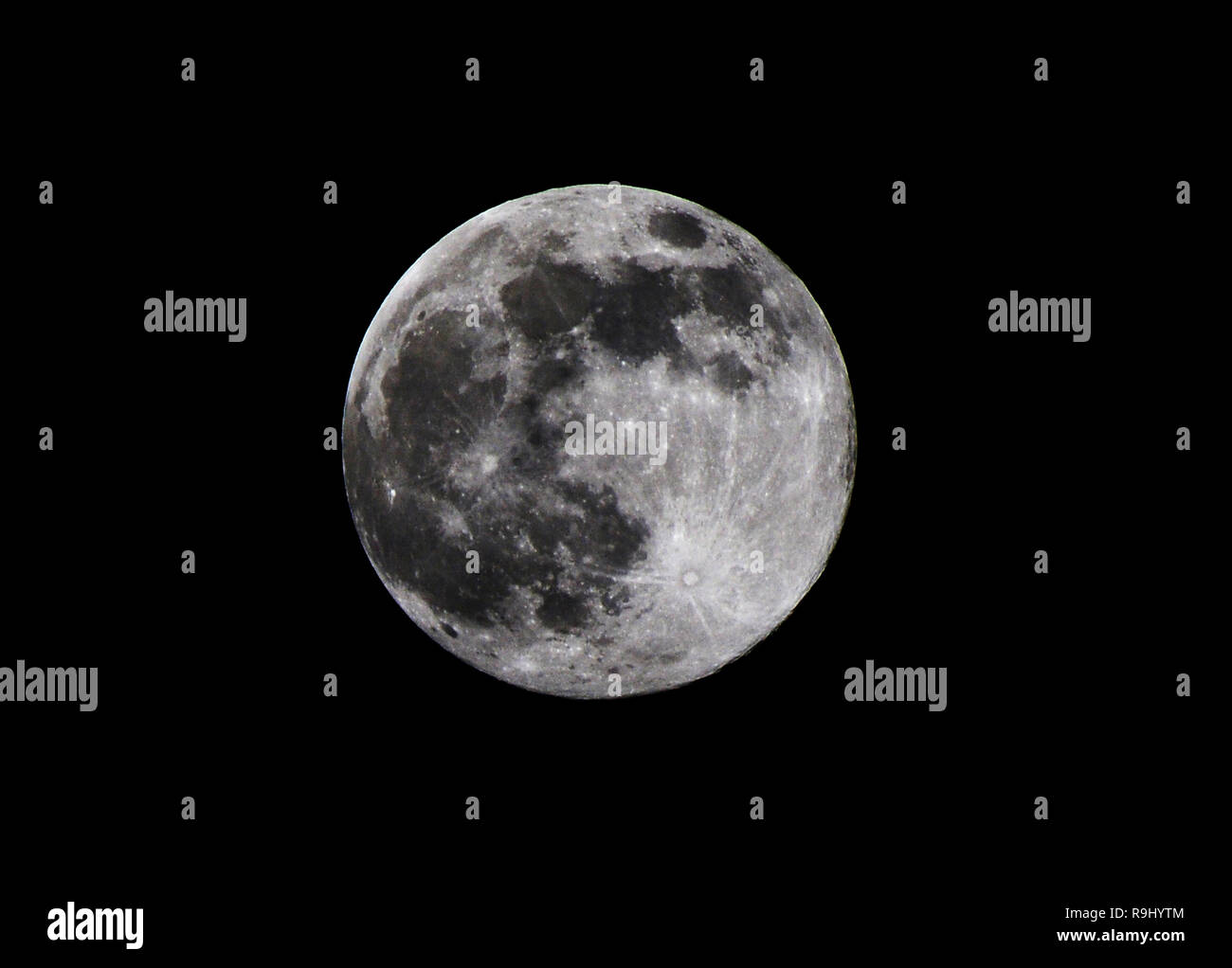 Moon isolated on black background - image of selective focus the real ...