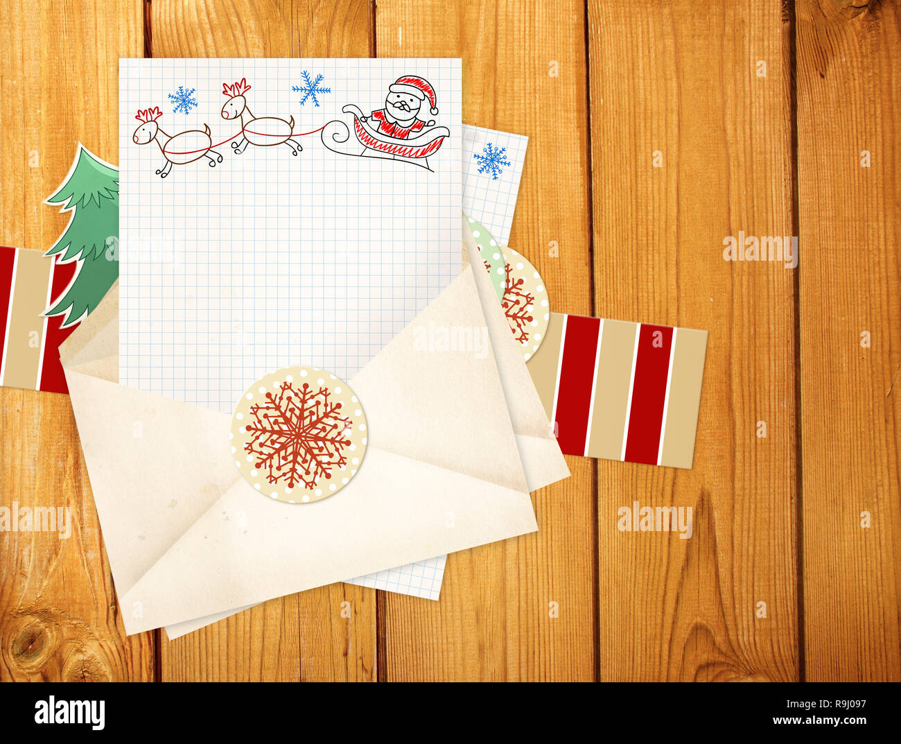 Christmas background with letter to Santa Claus Stock Photo - Alamy