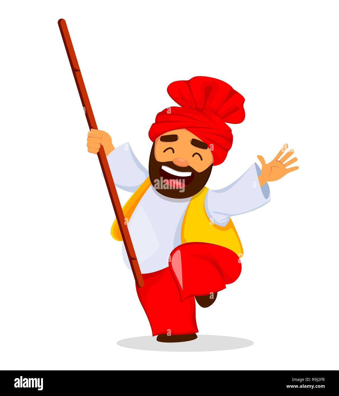 Popular winter Punjabi folk festival Lohri. Funny Sikh man celebrating  holiday. Cartoon character dancing with stick. Vector illustration for  sale, ba Stock Vector Image & Art - Alamy