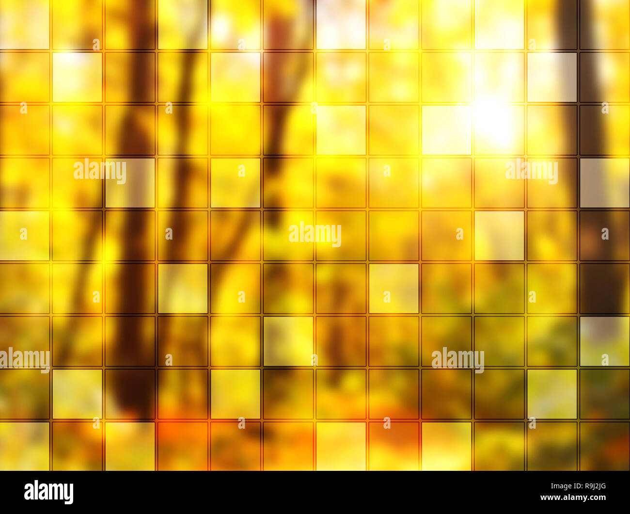 Abstract background with square tiles of yellow color Stock Photo - Alamy