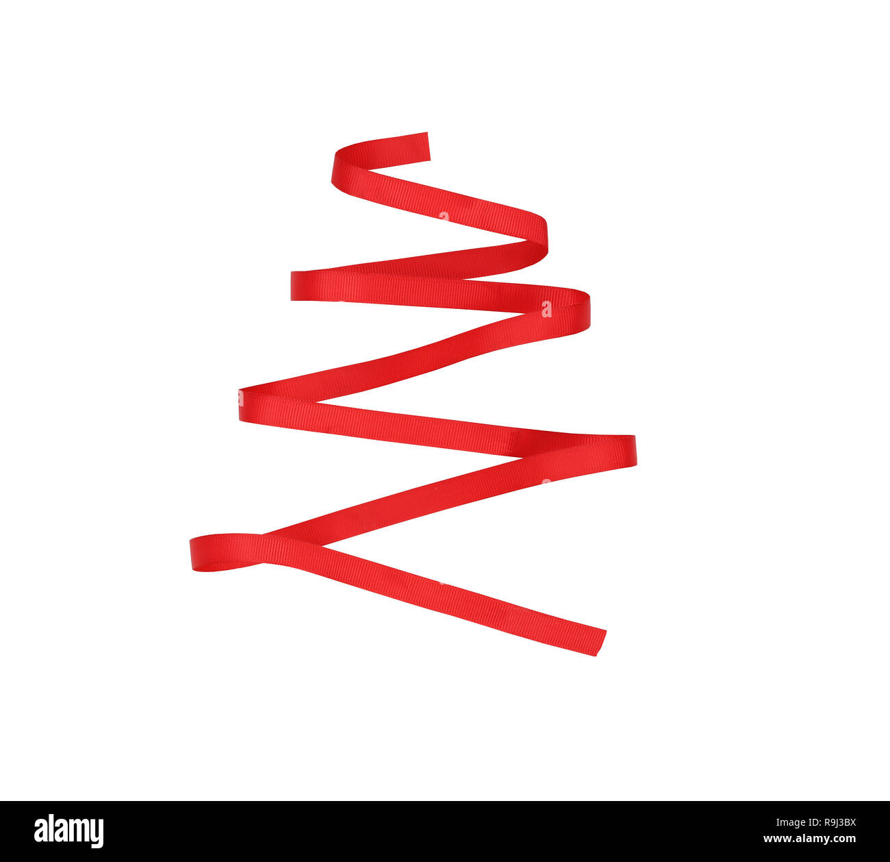 Red Ribbon of Christmas Tree Shape isolated on white background and ...