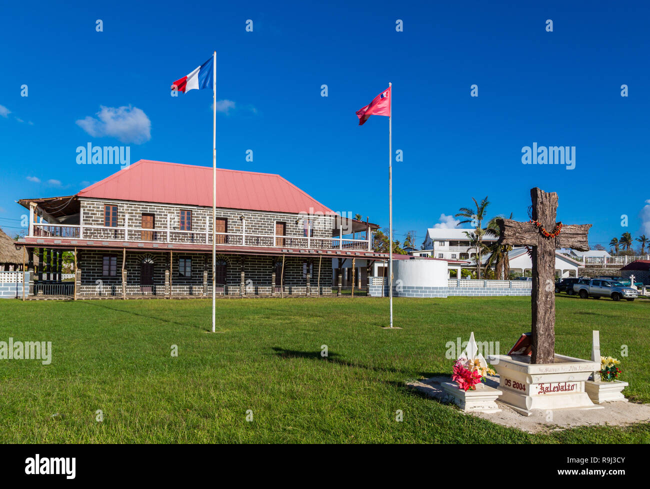 Mata-Utu, Wallis and Futuna - Jan 5 2013: Customary King's Palace in the capital of territory of Wallis-et-Futuna, French overseas island collectivity Stock Photo