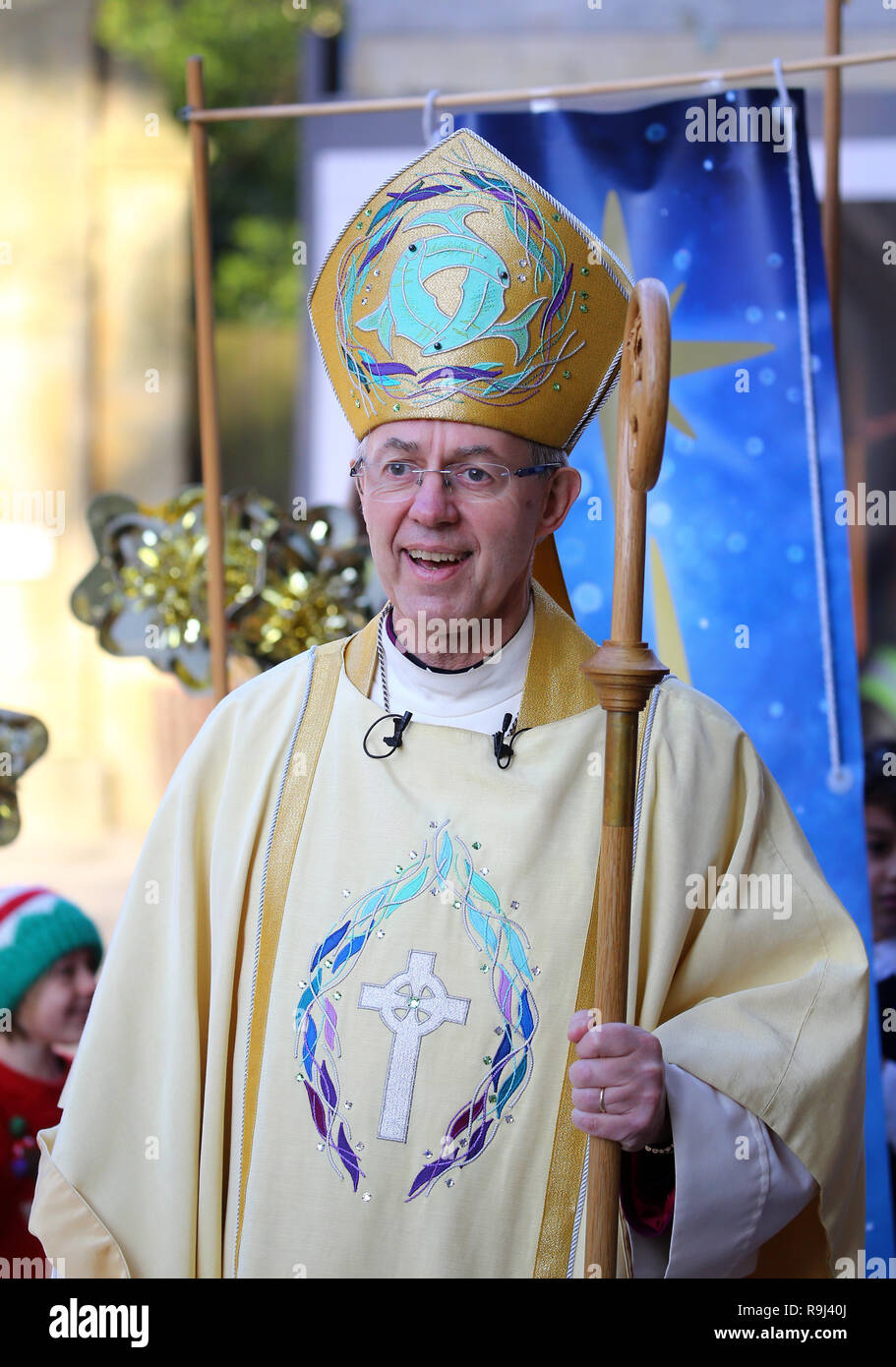 The of Canterbury Justin Welby arrives for the Christmas Day
