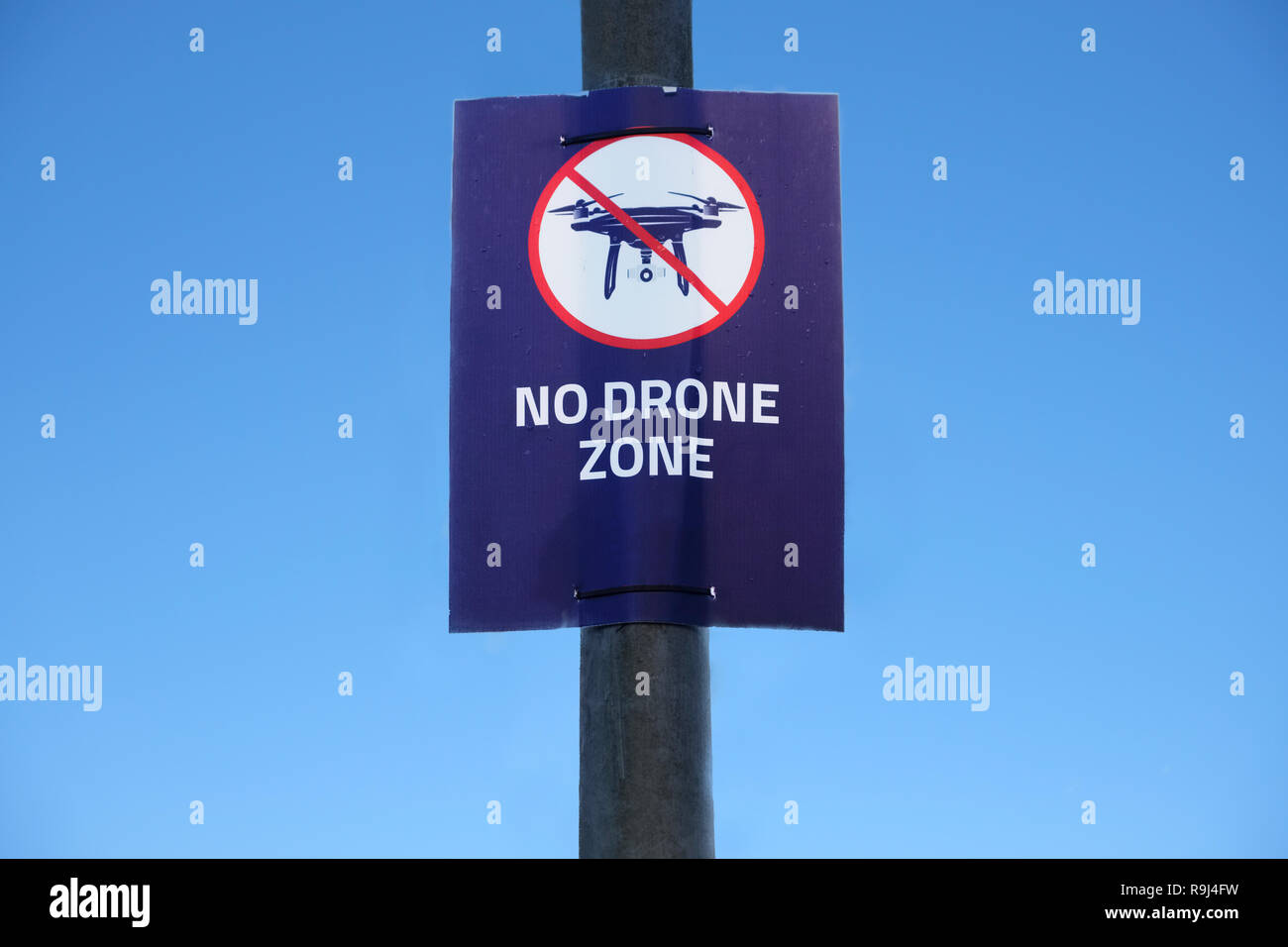 Drone in sky sign at Gatwick Airport flying not allowed or permitted