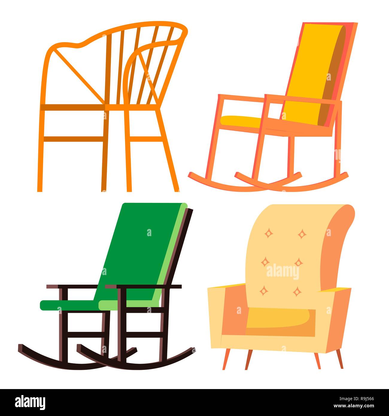 Rocking Chair Vector. Retro Furniture. Comfortable Home Wooden Chair.  Isolated Cartoon Illustration Stock Vector Image & Art - Alamy