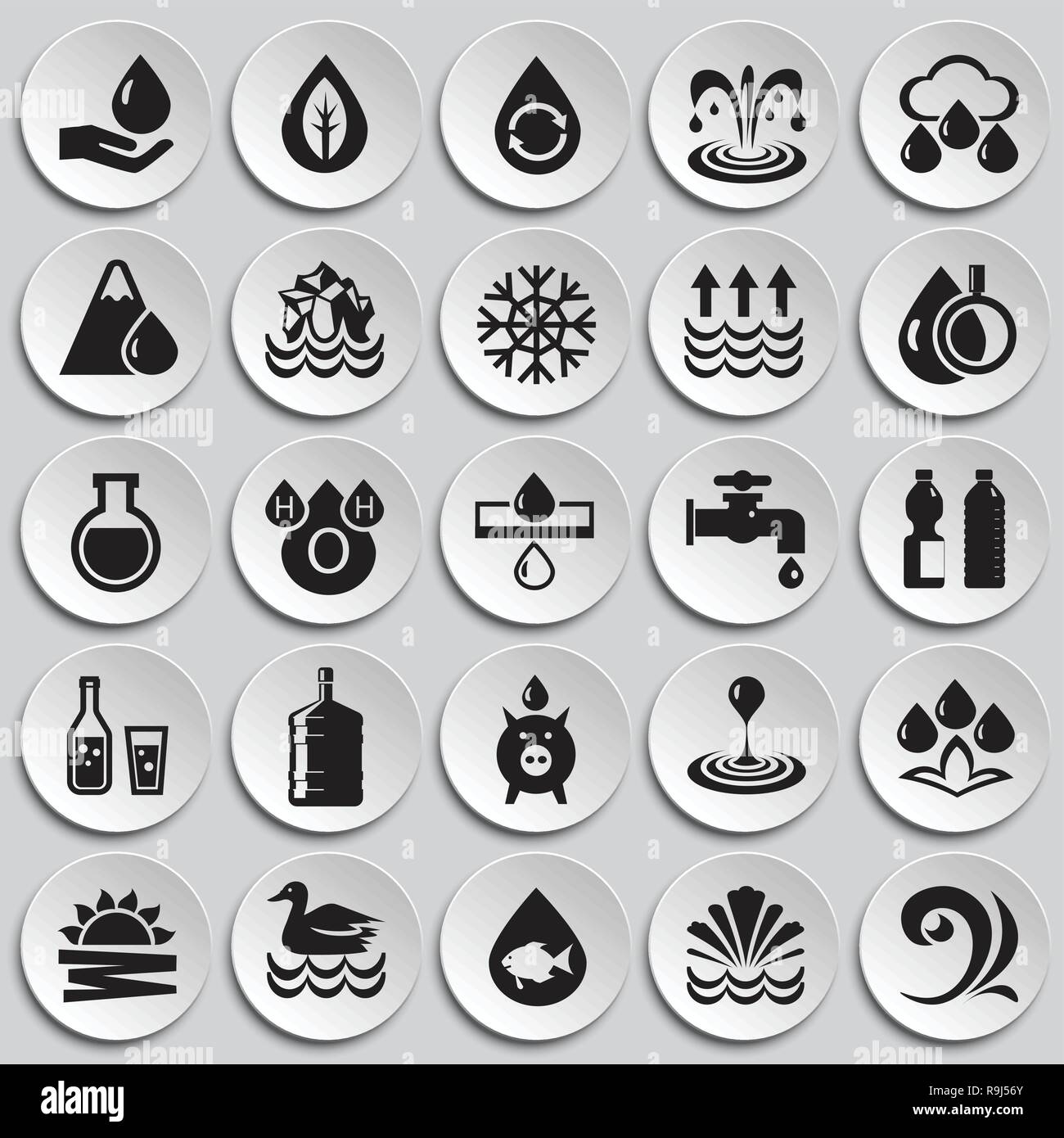 Water icon set on plates background for graphic and web design, Modern ...