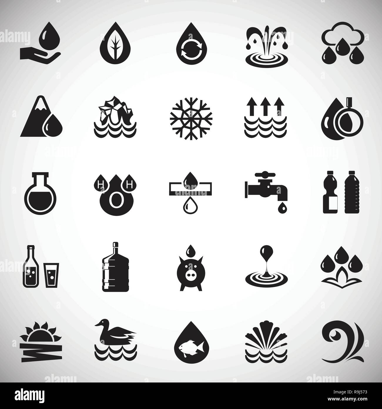 Water icon set on white background for graphic and web design, Modern ...