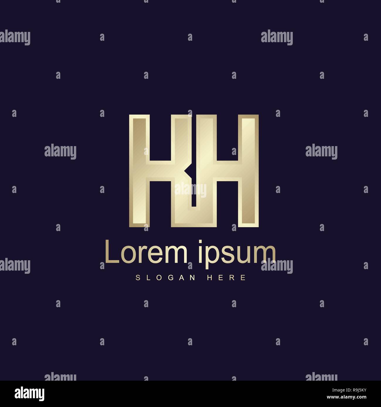 Initial Letter KH Logo Template Vector Design Stock Vector