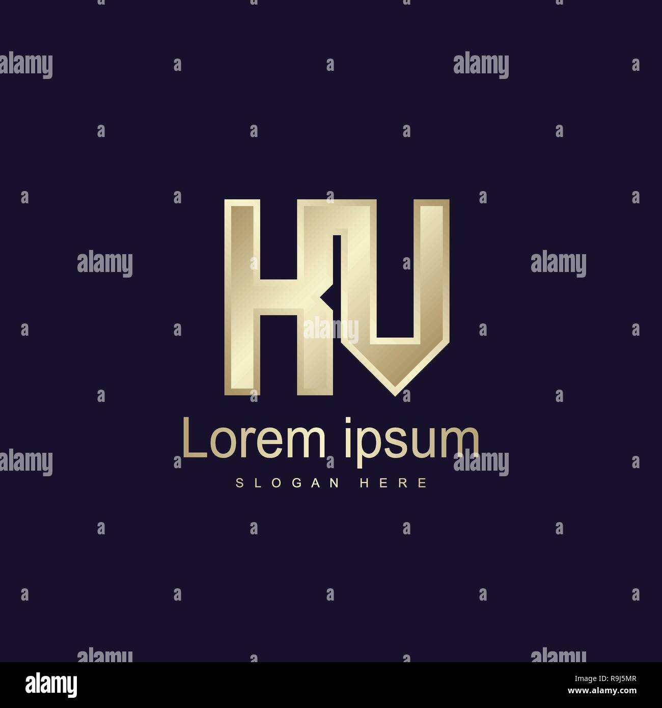 Initial Letter KV Logo Template Vector Design Stock Vector