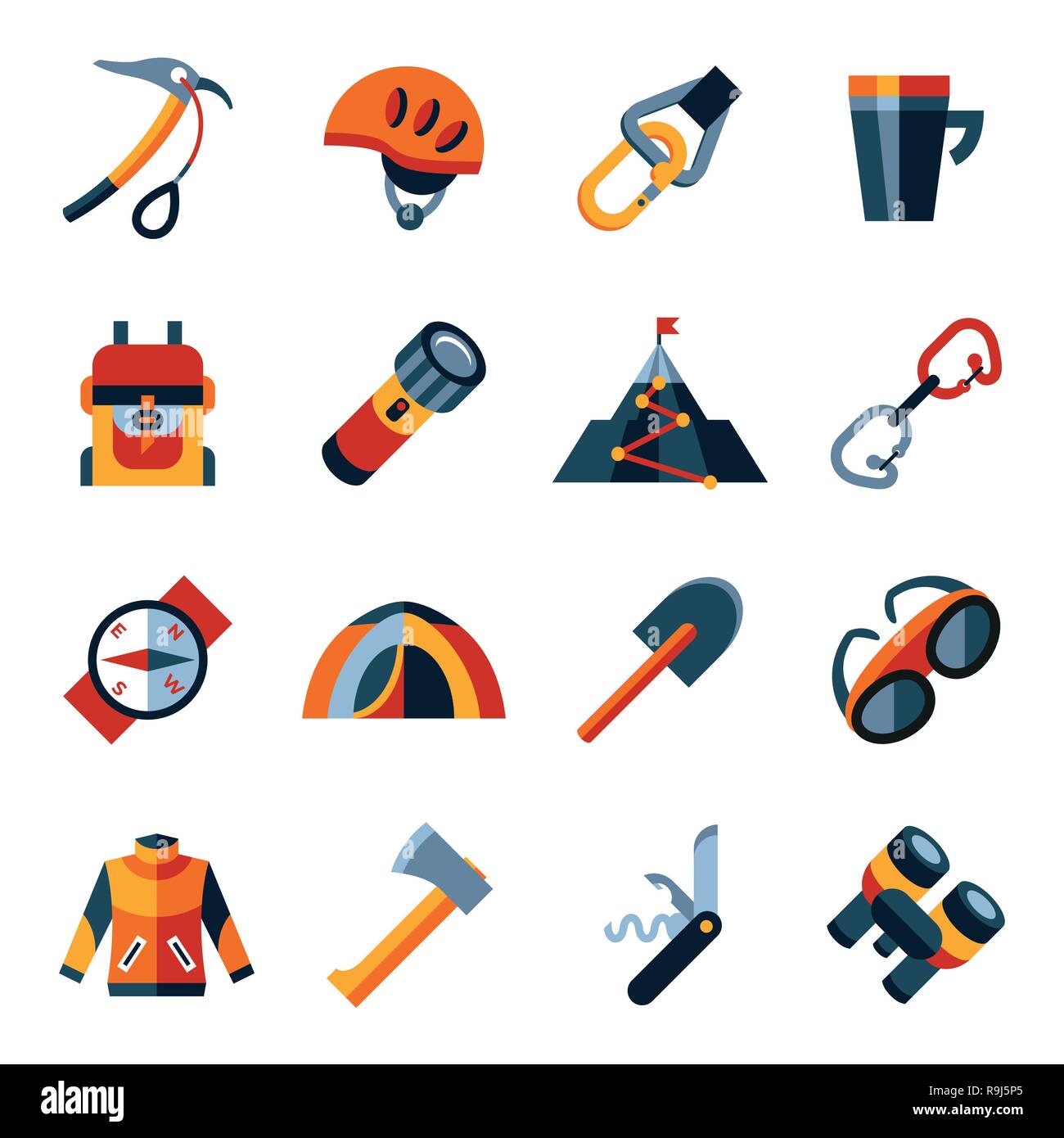 Digital vector mountaineering technology icons set infographics Stock Vector