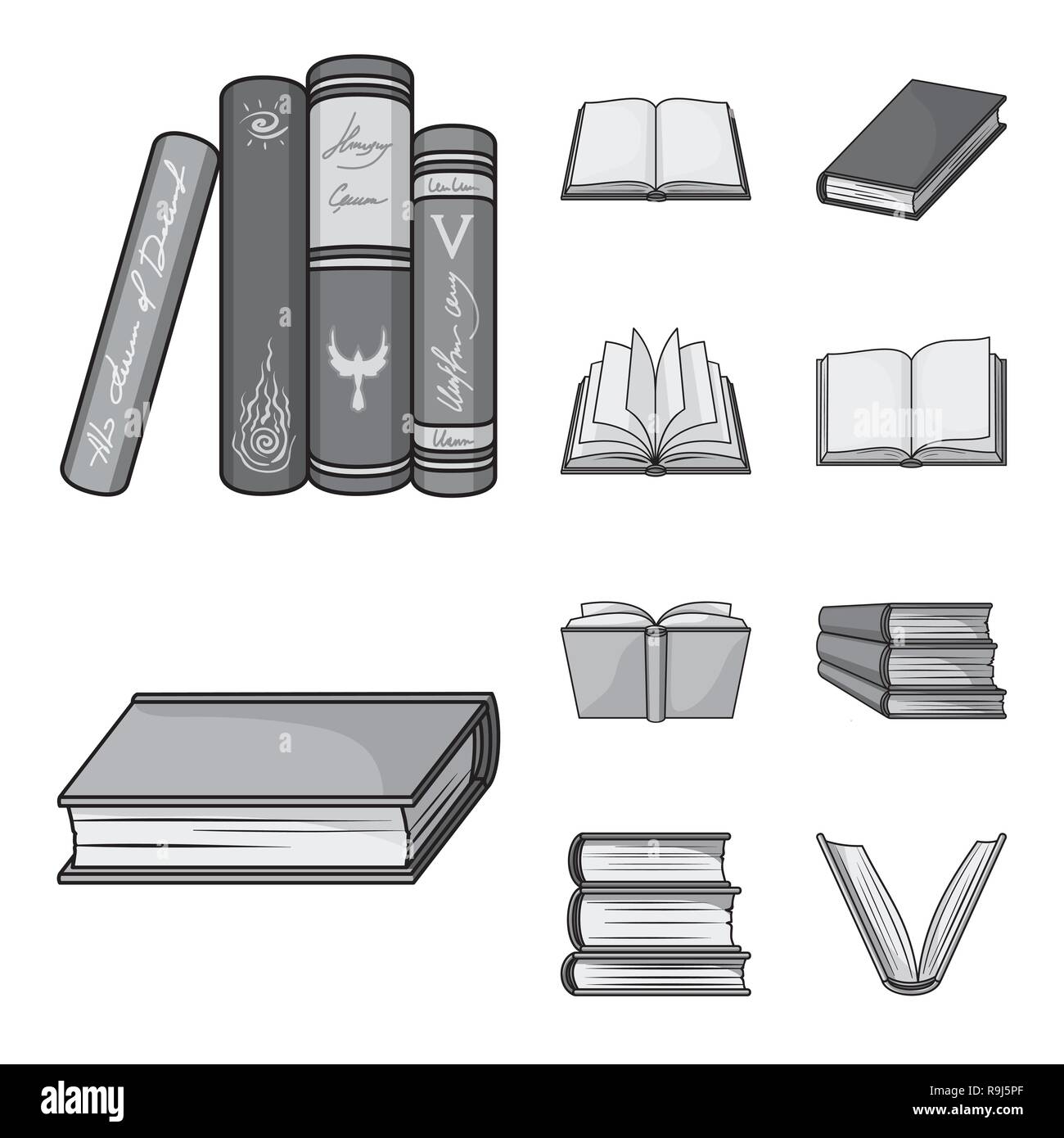 Isolated object of library and textbook icon. Collection of library and ...