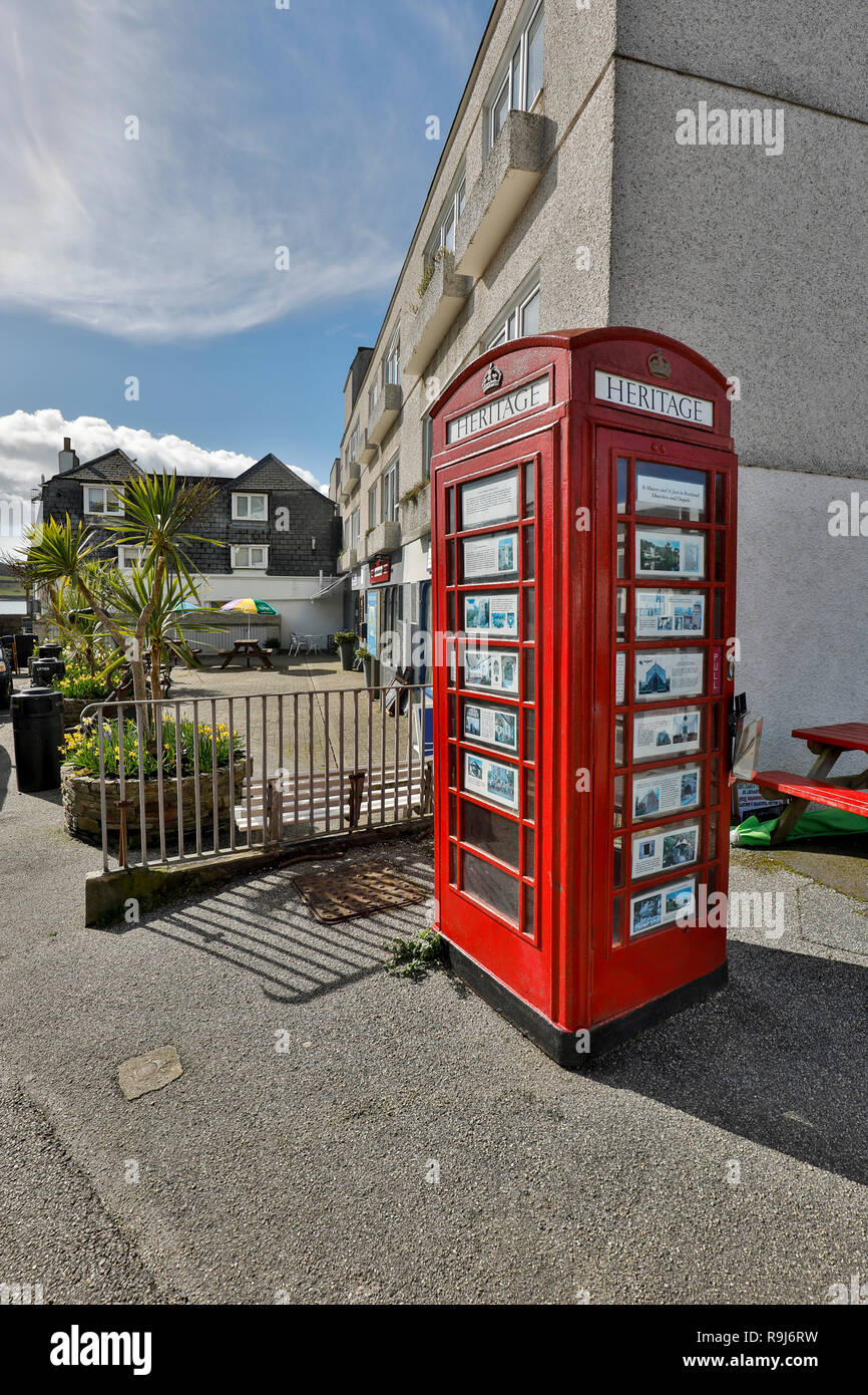 St Mawes; Telephone Box; Cornwall; UK Stock Photo