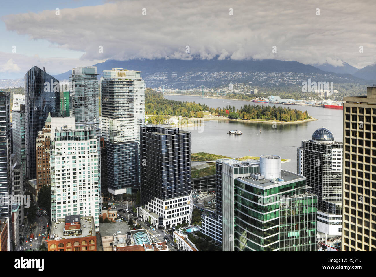 An aerial scene of the Vancouver, Canada downtown Stock Photo - Alamy