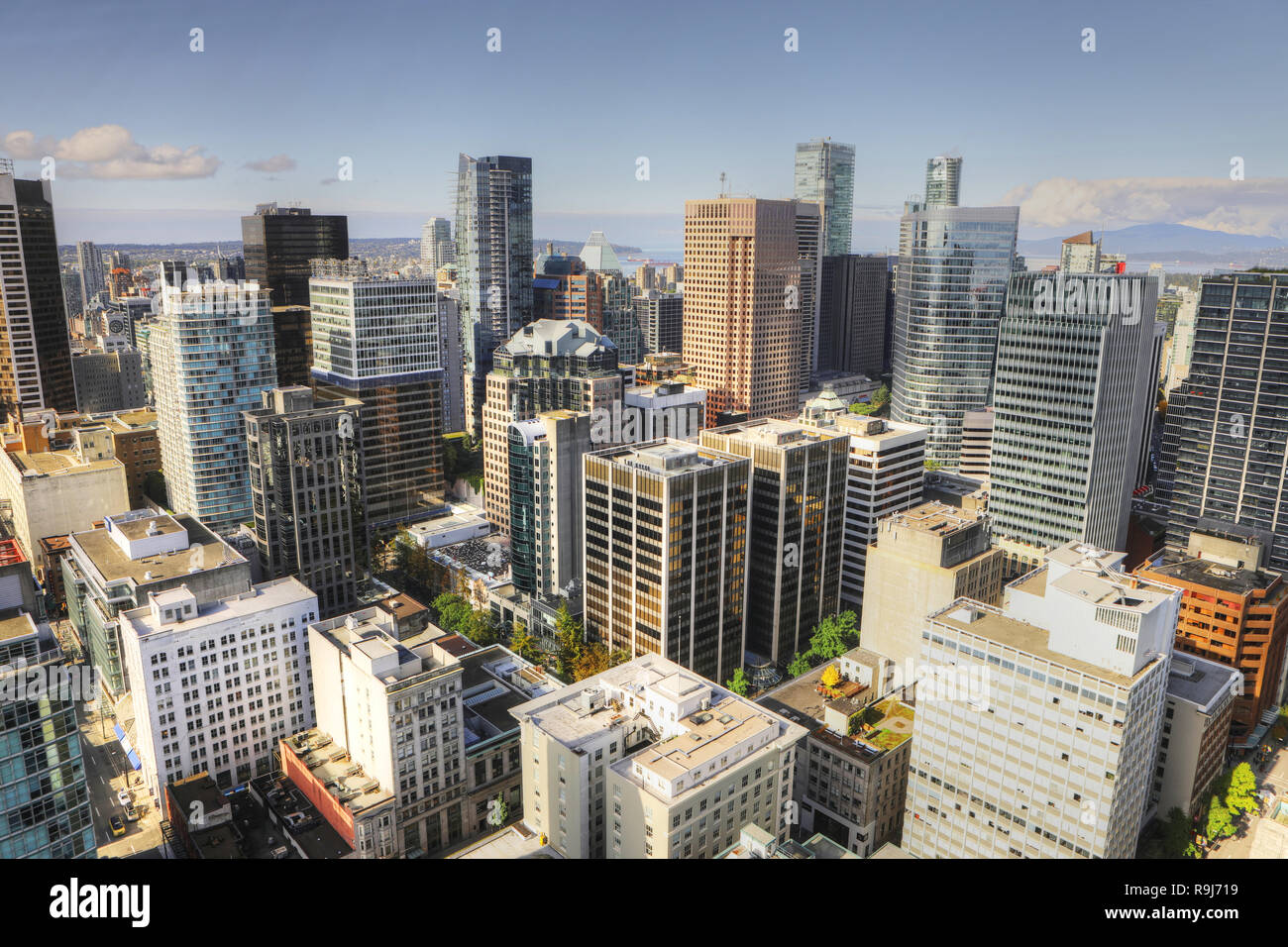 An aerial scene of the Vancouver, Canada skyline Stock Photo