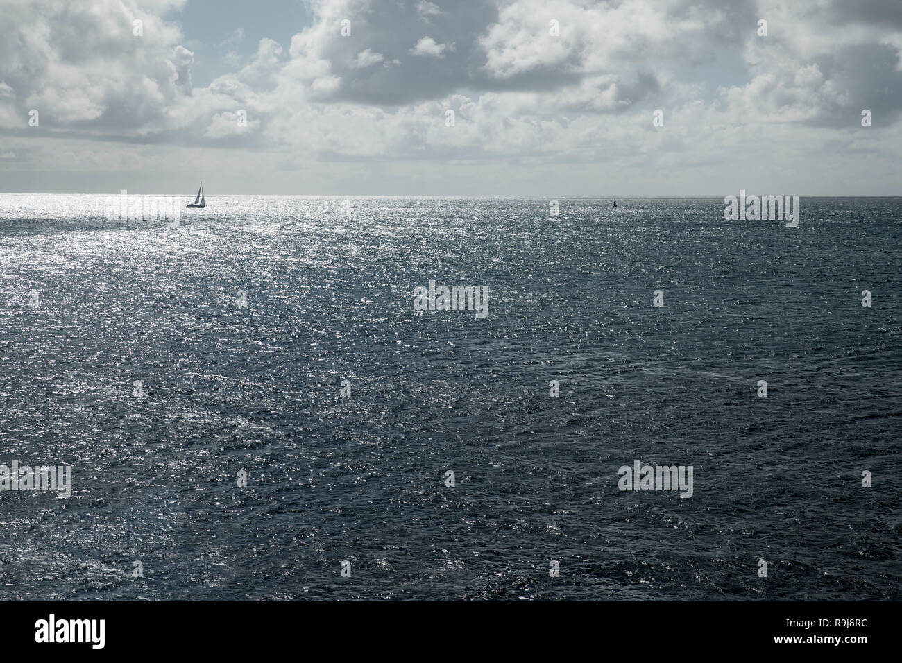 Yachts on the Sea; View From Scilly; UK Stock Photo