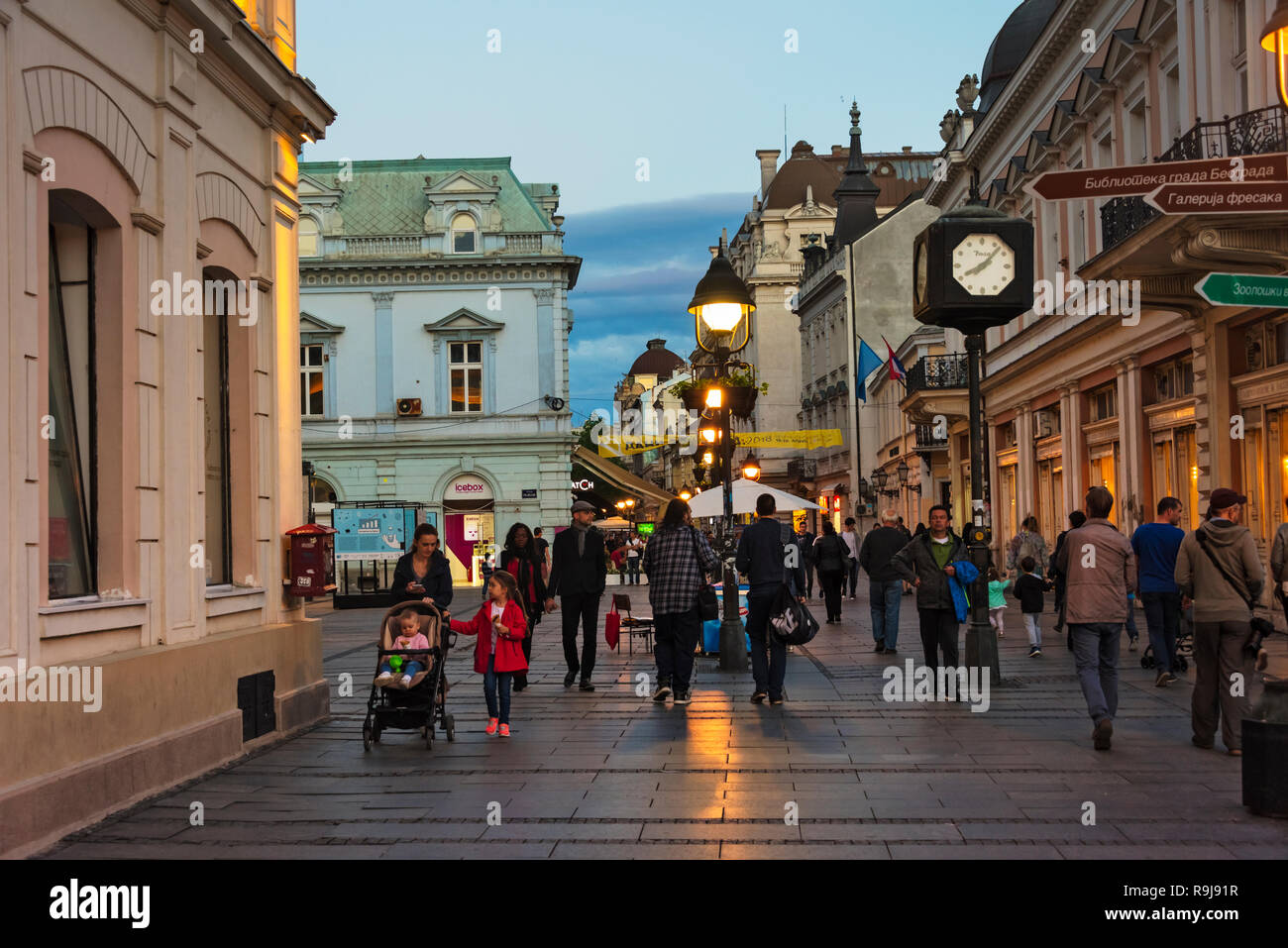 Knez Mihailova street, main pedestrian and shopping zone in Belgrade, Serbia Stock Photo