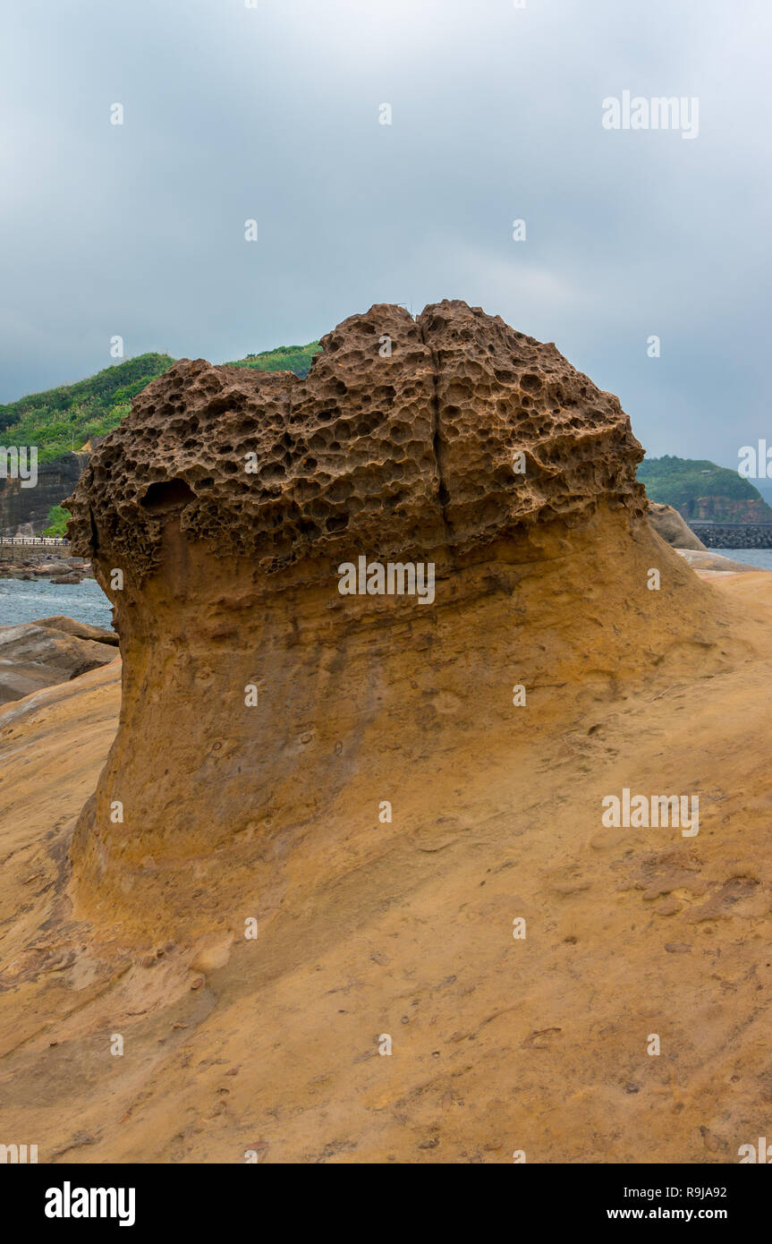 Taiwan Rocks Unique geological formations at Yehliu Geopark in Taiwan on a sunny day ...