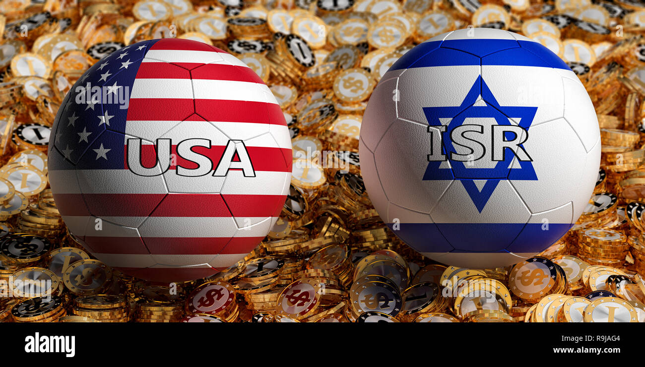 USA vs. Israel Soccer Match Soccer balls in USA and Israel national