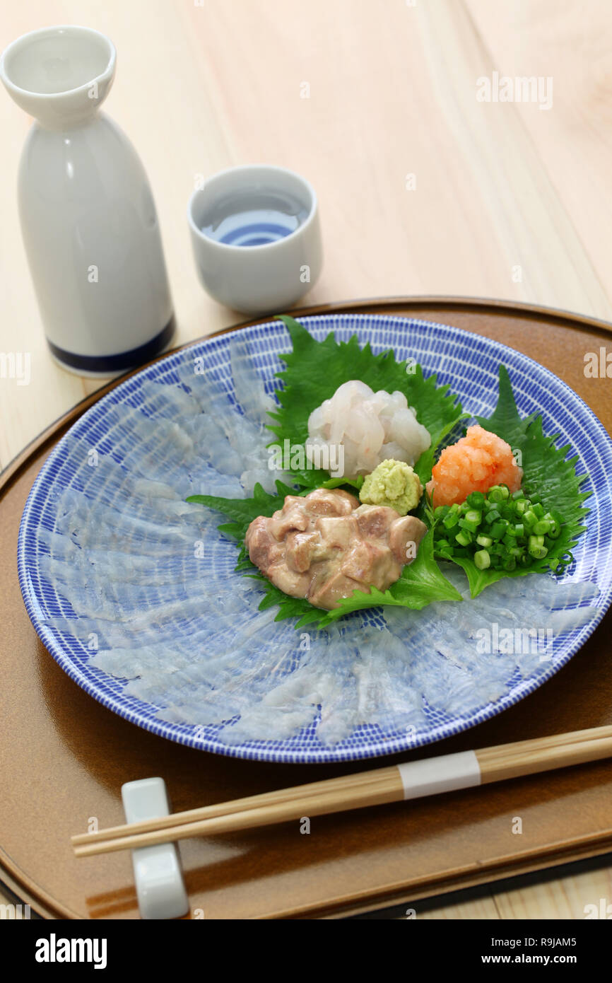sashimi of Japanese filefish Stock Photo - Alamy