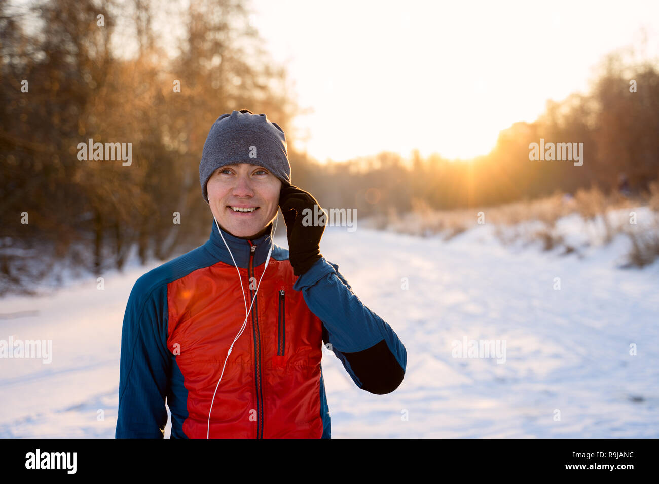 Portrait of a runner dressed in warm sportswear Stock Photo