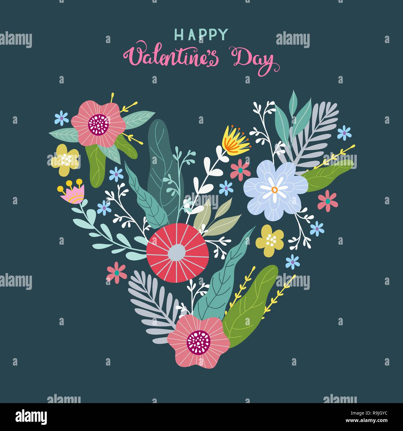 Floral design concept for Valentines Day. Flower vector illustration ...