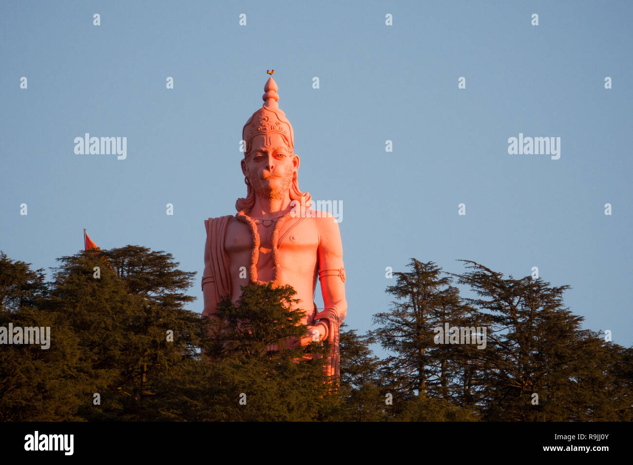 Giant Hanuman statue on top of hill at Jakhoo temple in Shimla, Himachal Pradesh, India Stock Photo