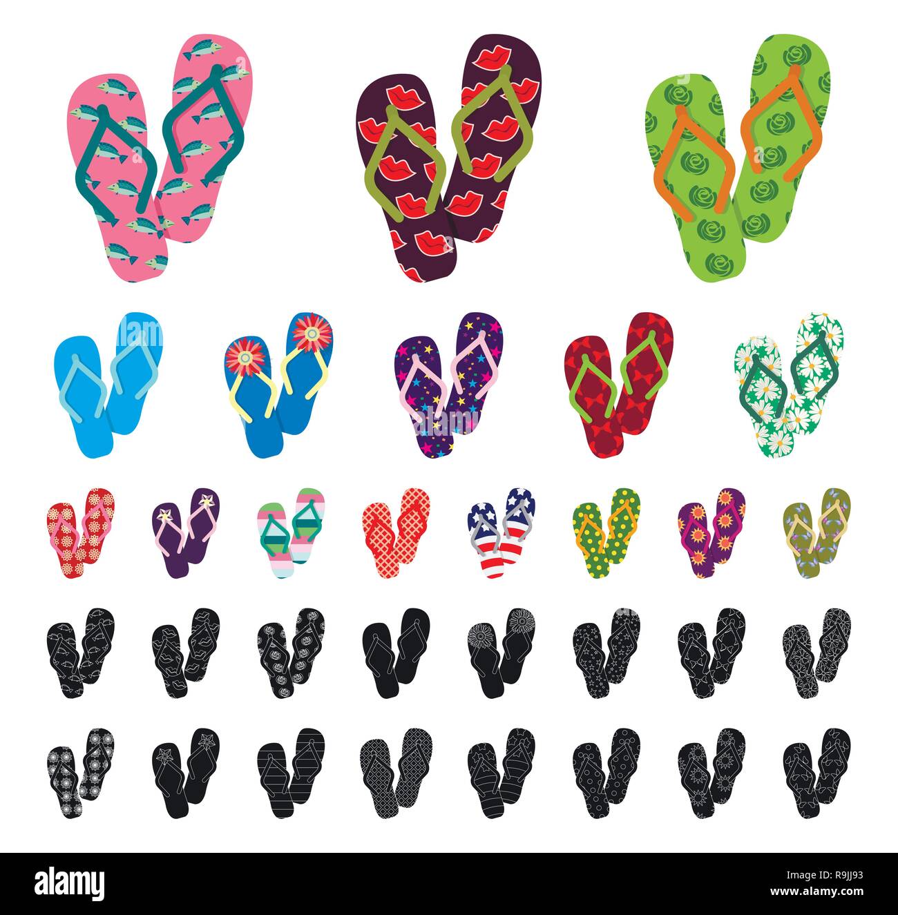 beach,cartoon,black,collection,design,drawing,flip,flops,icon