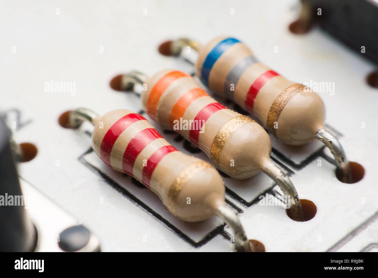 Resistor on Circuit Board close up. electronic hardware Stock Photo Alamy