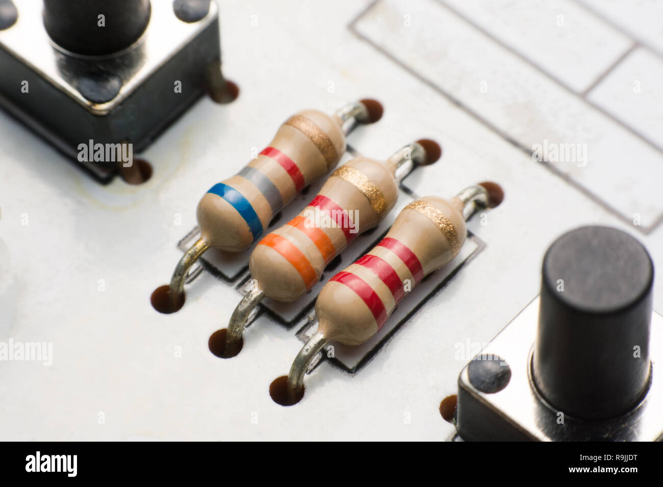 Resistor on Circuit Board close up. electronic hardware Stock Photo Alamy