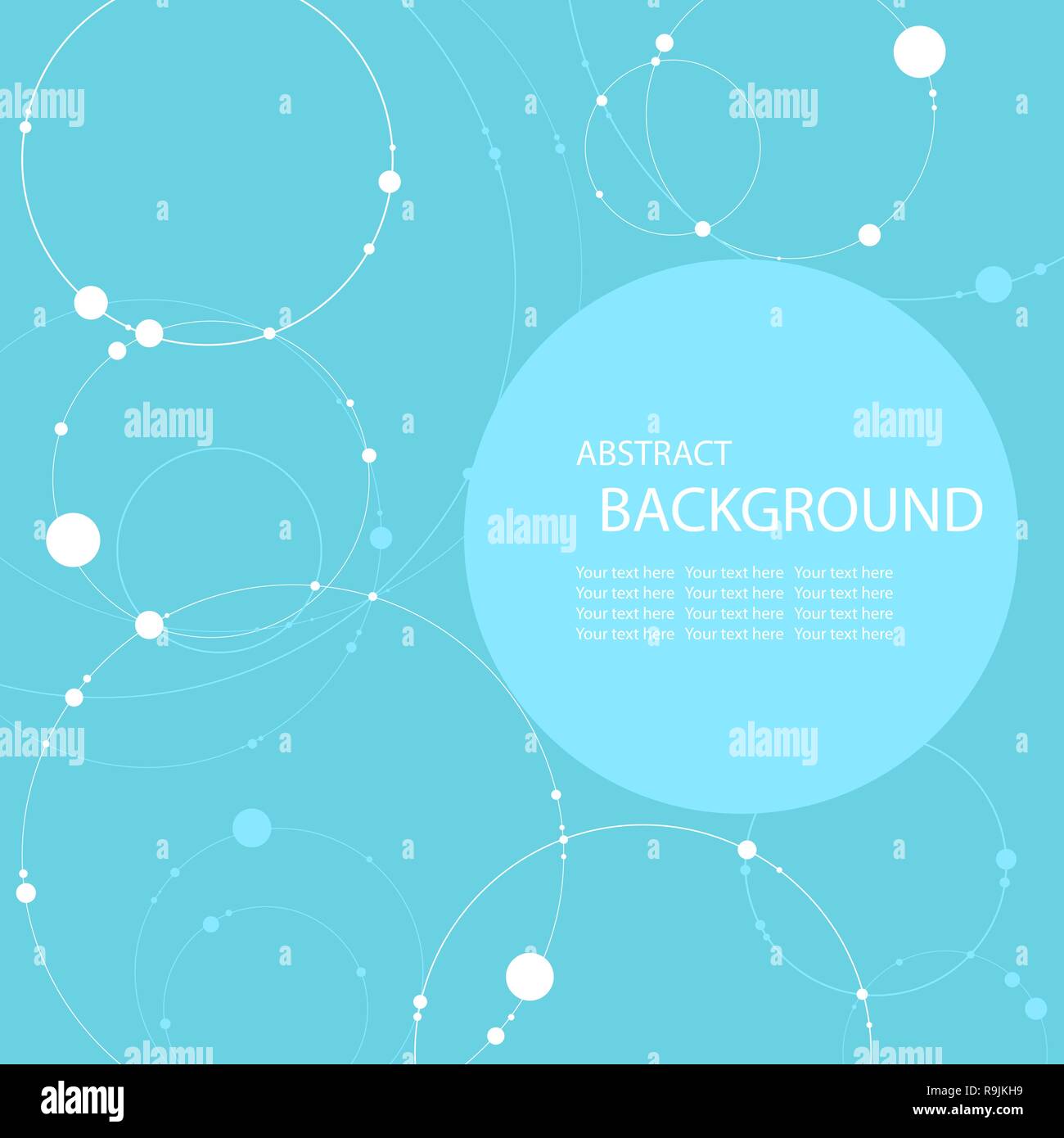 Abstract blue background with dots and circles, vector illustration ...