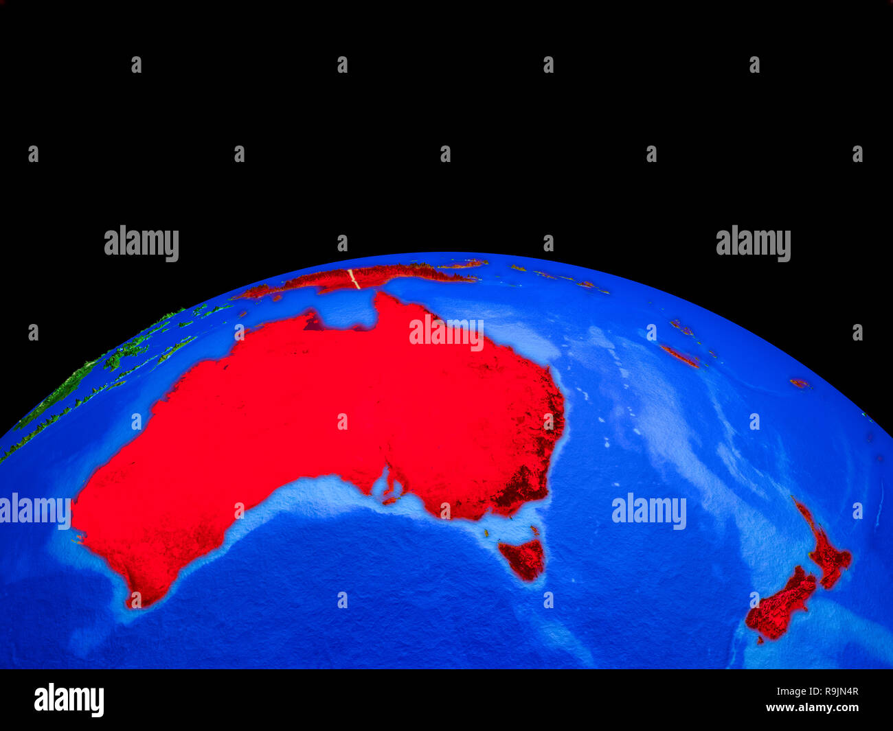 Australia on model of planet Earth with country borders and very ...