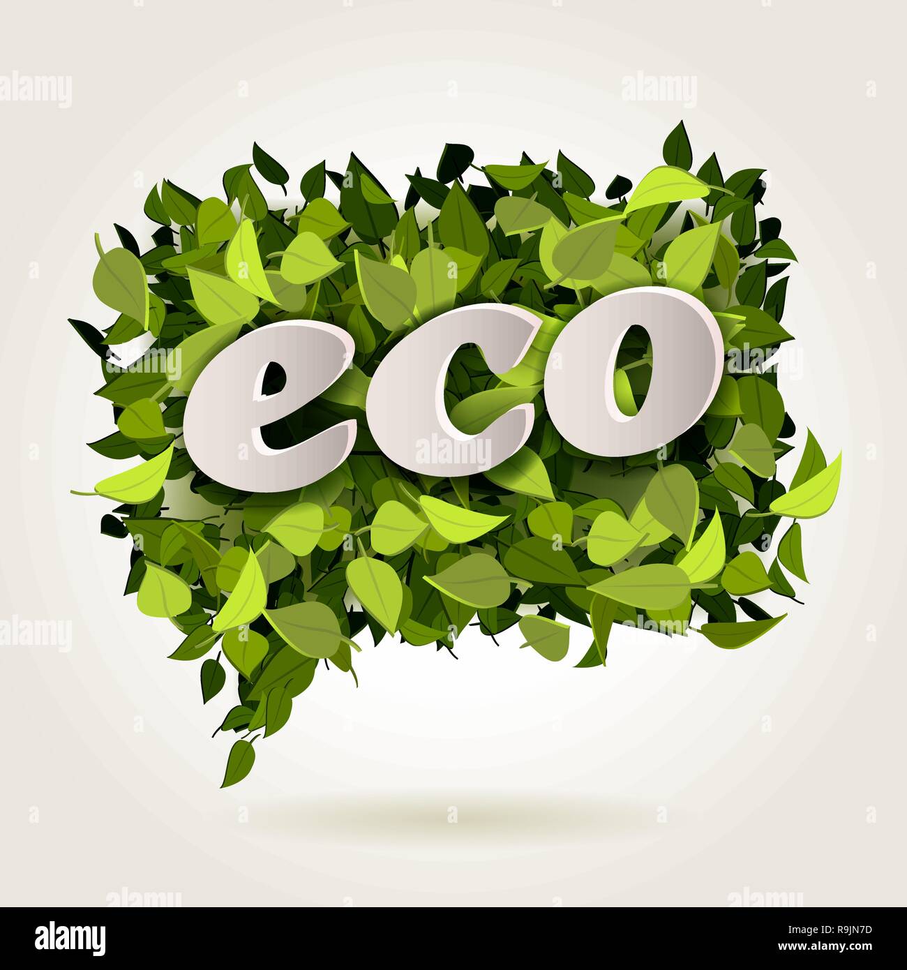 Abstract bright green leaves background in bubble speech form, vector ...