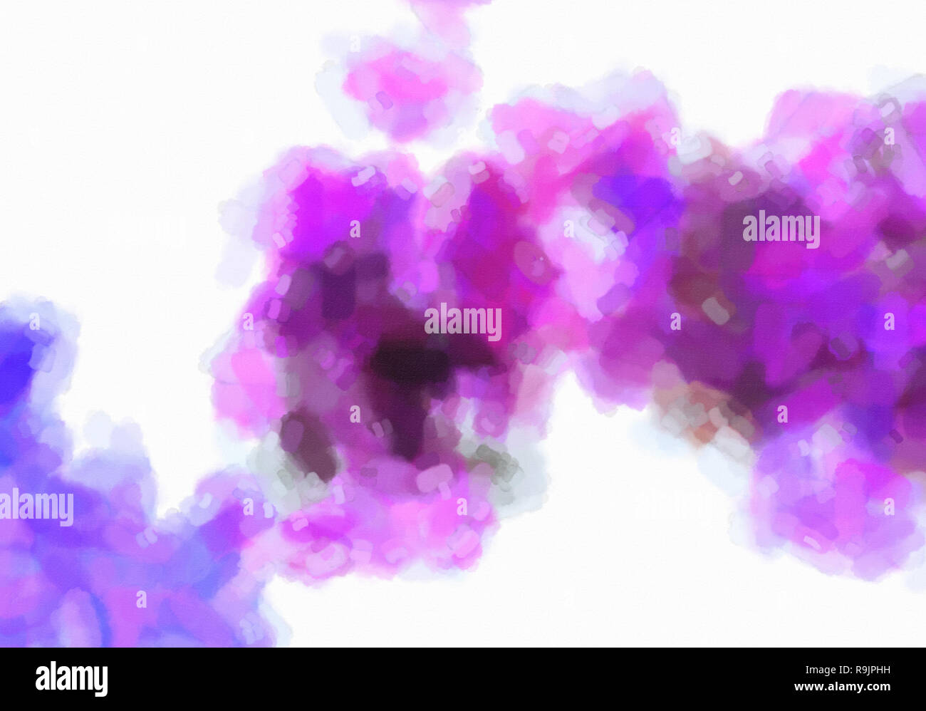 Magenta, purple, and black blotches, watercolor gradient background. Colorful digital illustration simulating true watercolor with paper texture. Stock Photo