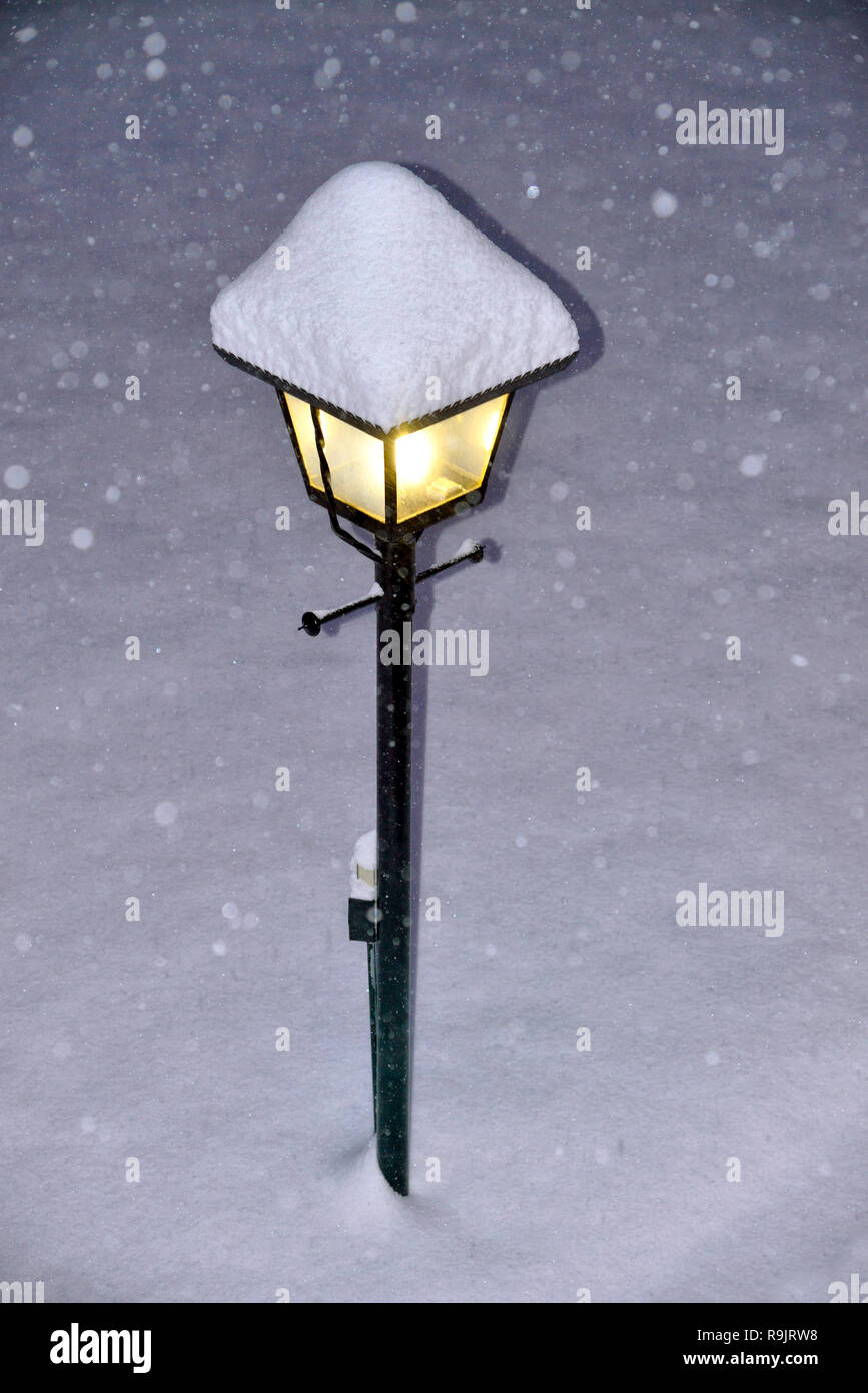 Lamp Post in snow Stock Photo