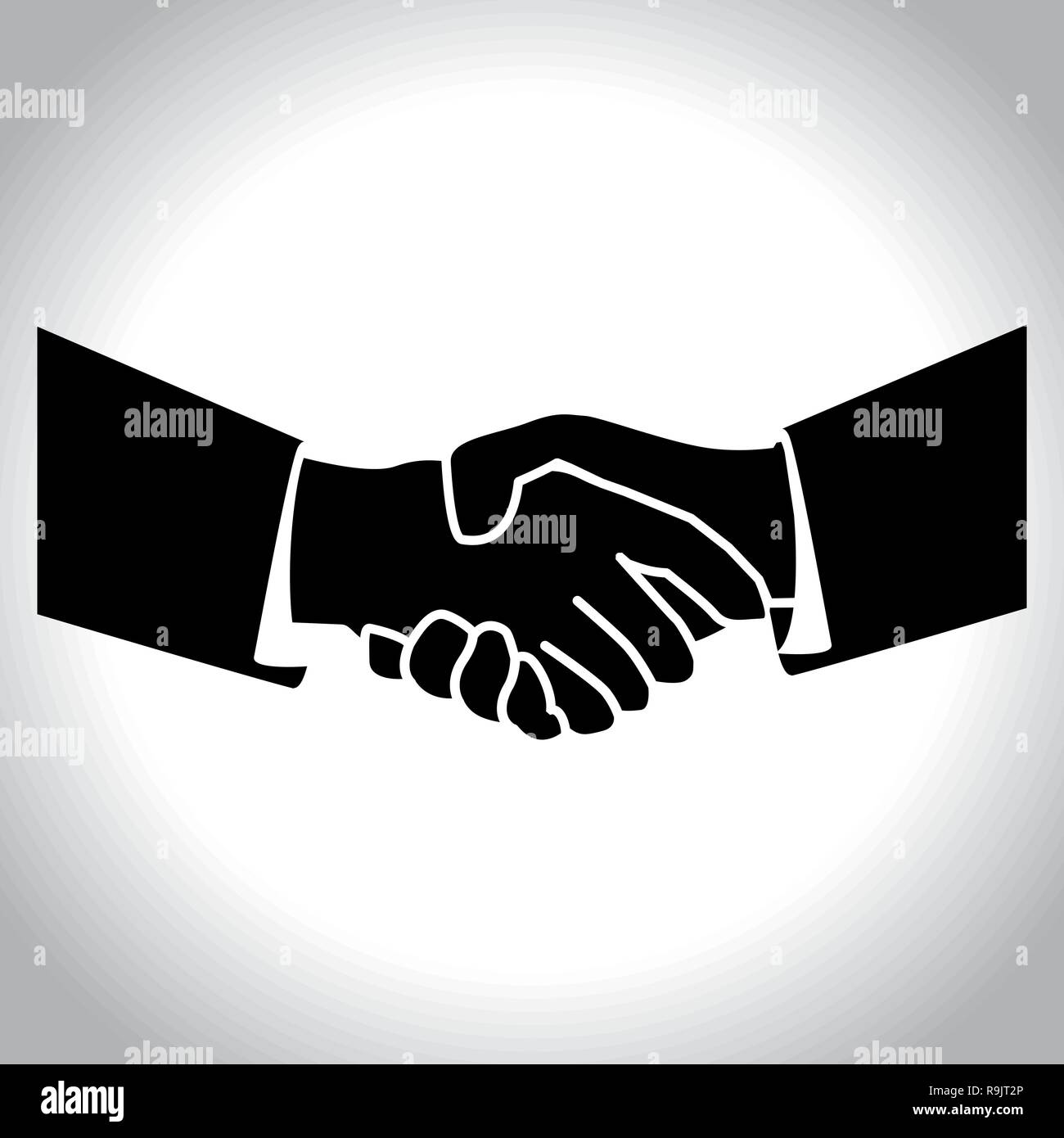 Handshaking black and white icon for business, vector illustration Stock Vector