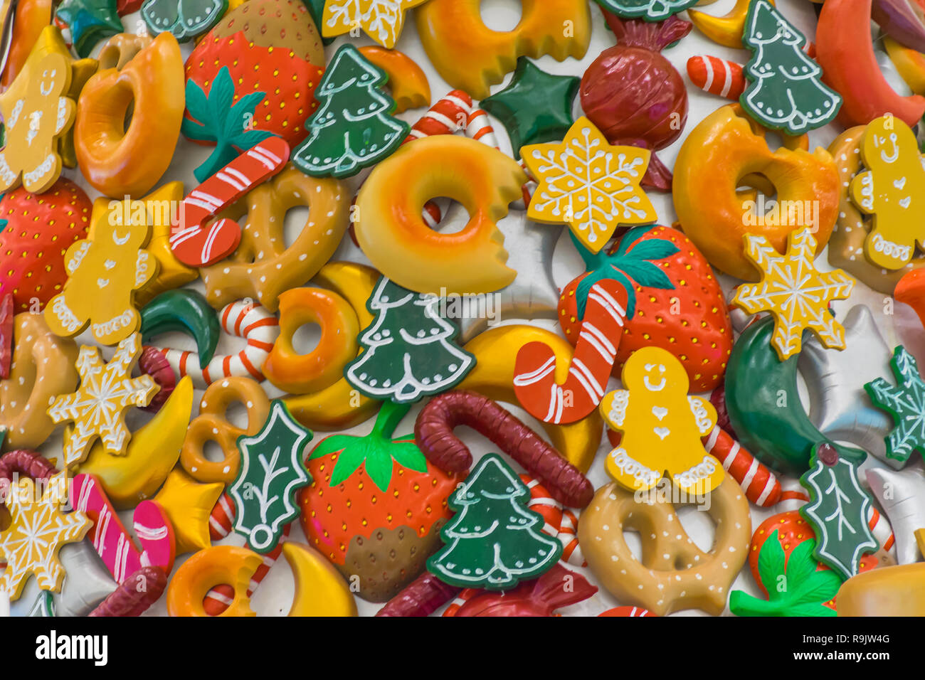 Christmas candy , snow , lollipop and colors Stock Photo
