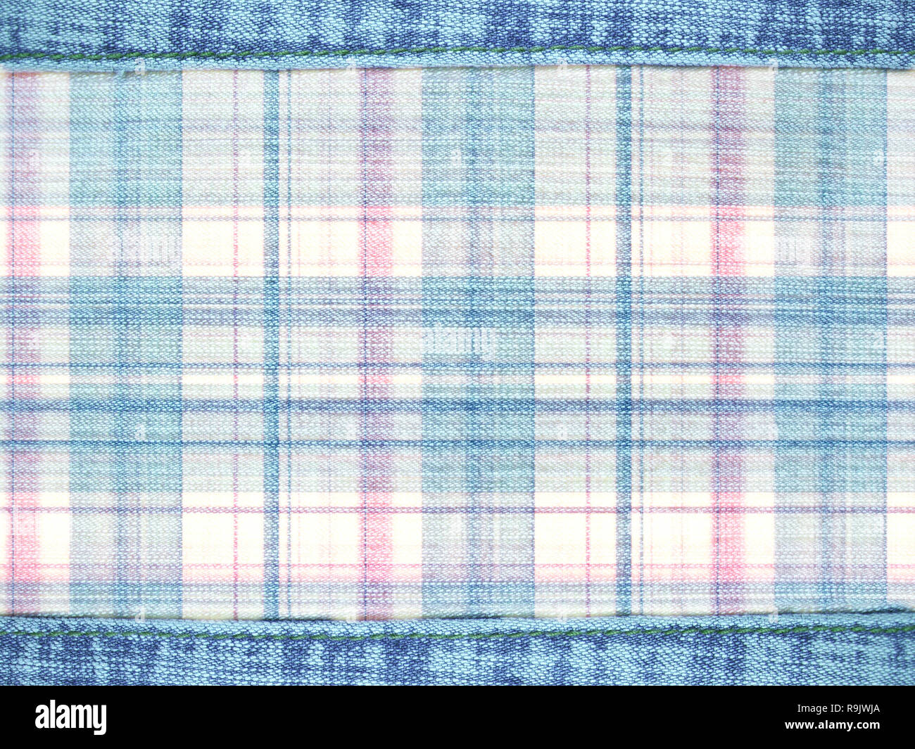 Jeans texture with checkered pattern Stock Photo