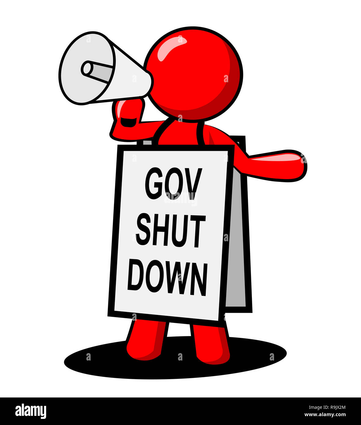 Government Shut Down Man Means United States Political Closure. President And Senators Cause Shutdown Across The Nation Stock Photo