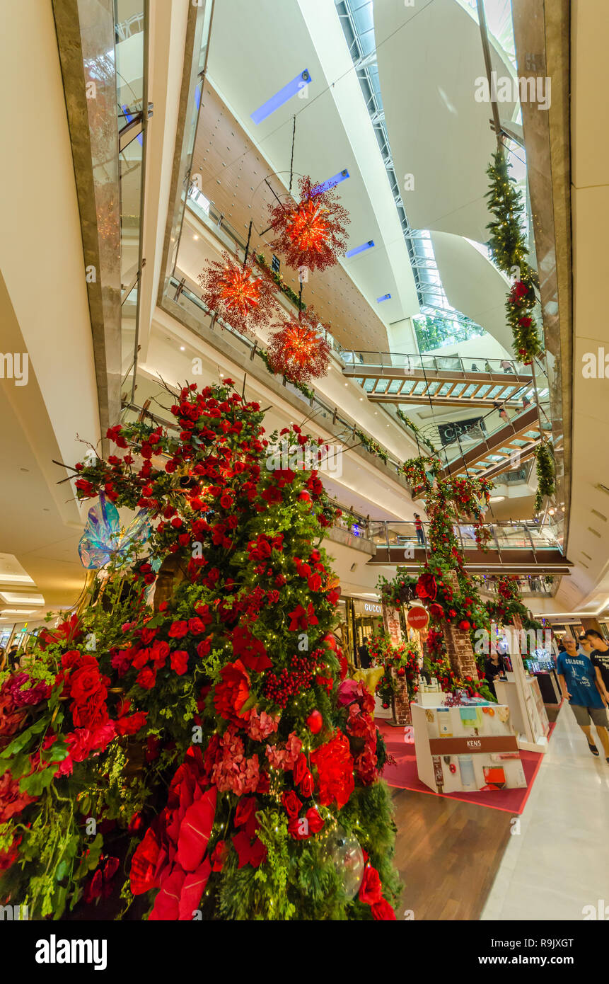 Kuala Lumpur,Malaysia - December 25,2018 : Beautiful Christmas decoration in The Gardens Mall. People can seen exploring and shopping around it. Stock Photo