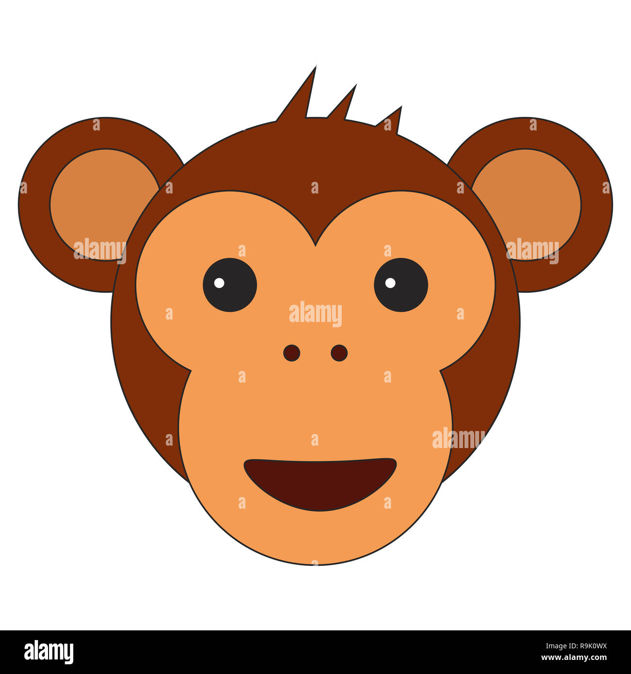 Monkey head in cartoon flat style. illustration on white background Stock  Photo - Alamy