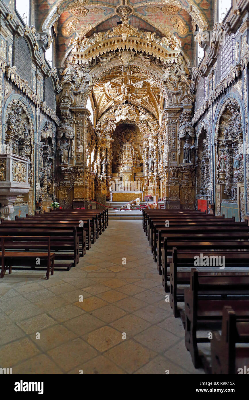 Porto, Portugal - May 15, 2014: Santa Clara Church interior. Porto Old City  is an UNESCO World Heritage Site since 1996 Stock Photo - Alamy