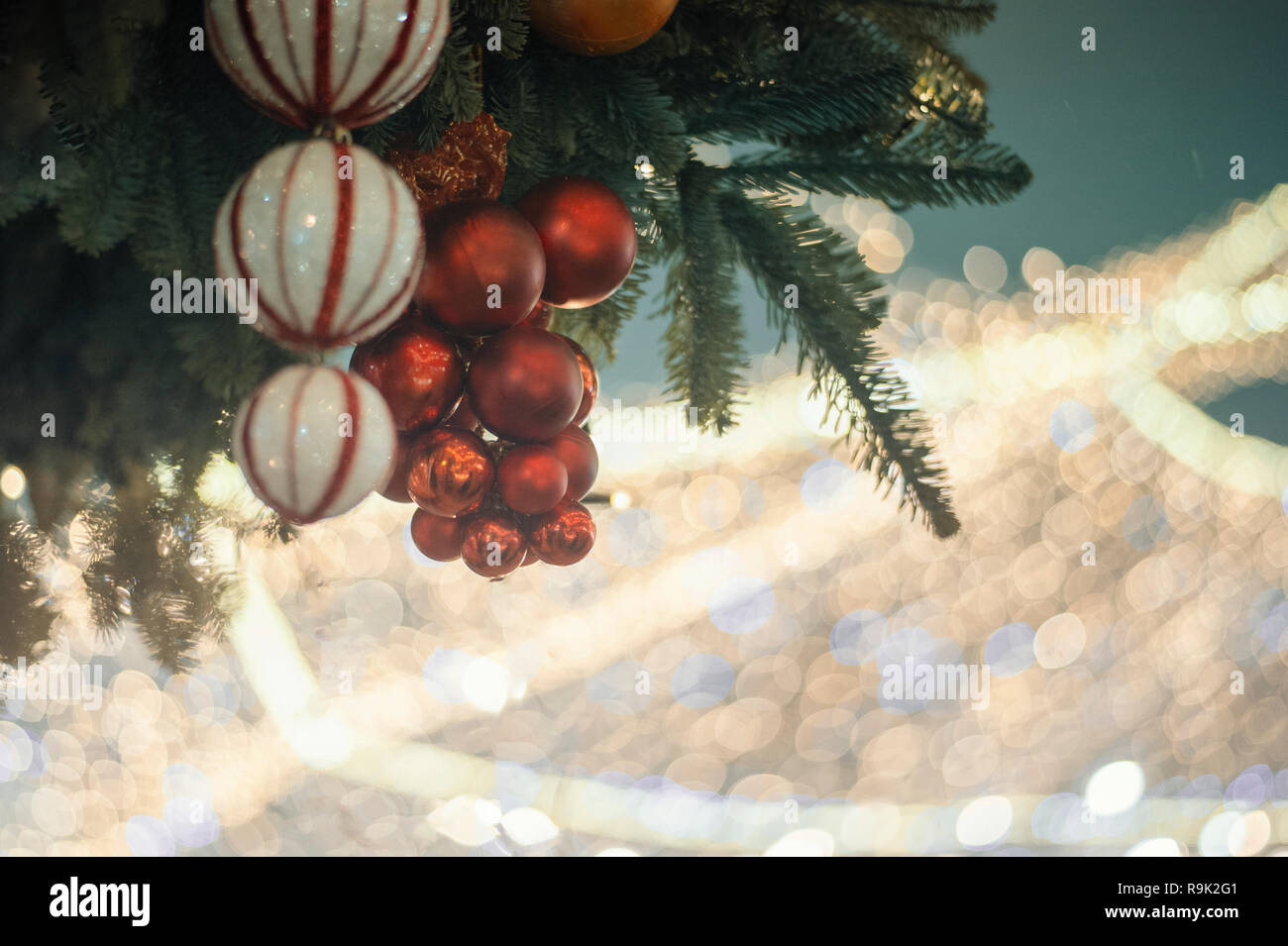 Christmas tree background golden toy Stock Photo - Alamy